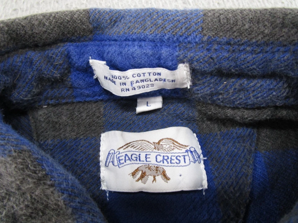 Vintage Eagle Crest Long Sleeve Heavy Button Flannel Shirt Size L Plaid 90s Vtg - Image 2 of 4