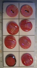 8 VINTAGE MIXED LOT ORANGE CZECH GLASS BUTTONS ~ NEW OLD STOCK ~# v-v