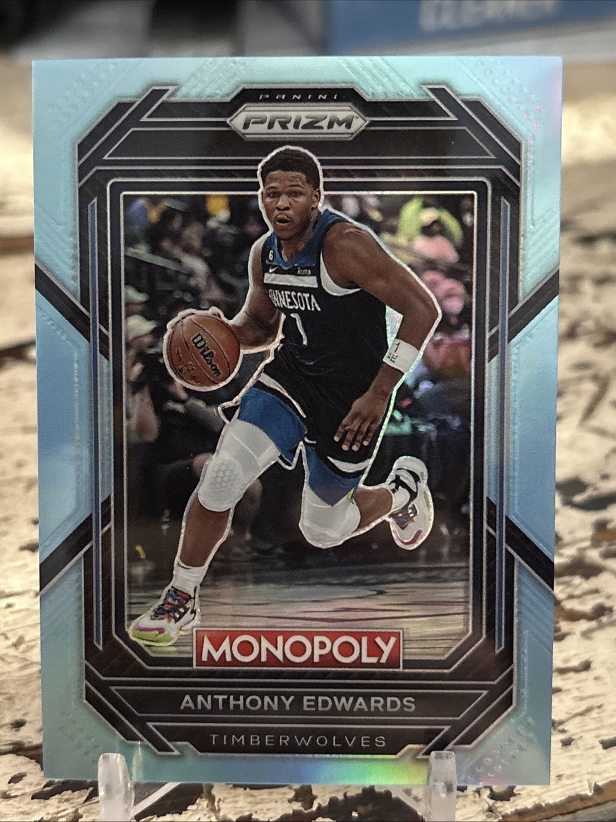 2022-23 Panini Prizm Monopoly - Anthony Edwards #53 Light Blue Prizm /199