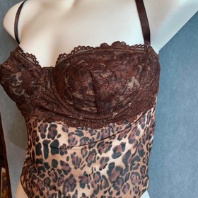 Chocolate Brown Lace Underwire Corset Top Size  XXS