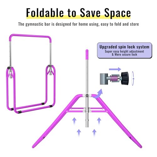 Kids Gymnastics Bar Gymnastic Equipment for Home Adjustable Basic- Purple