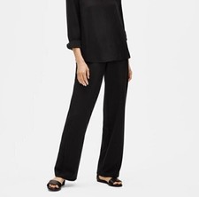 Eileen Fisher Pants Womens Large Black Rayon Lyocell Trouser Career Straight Leg