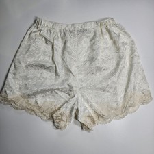 Vintage Victoria  s Secret Satin Jacquard Flutter Pajama Shorts Lace Trim L