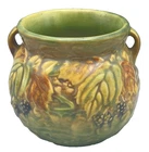 Vintage 1930's Roseville Art Pottery Blackberry Double Handled 4 1/4" Vase