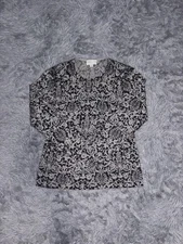 Charter Club Women’s Gray 2-Ply 100% Cashmere Paisley Crew Neck Sweater Medium