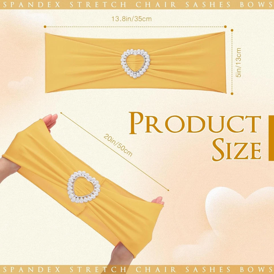 50 correas elásticas para silla con hebillas en forma de corazón) (joyas de oro) Foto 2 de 4