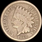 1860 1C Indian Head Cent Round Bust Uncertified Circulated