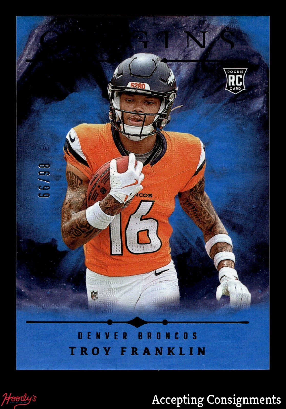 2024 Panini Origins Blue #113 Troy Franklin 86/99 ROOKIE RC BRONCOS