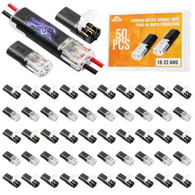 50Pcs D2 Quick Connect Wire Connectors   Optional Stripping Double Wire Plug in