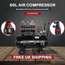 50L Silent Air Compressor 800W 8Bar Oil Free Twin Motor Quiet Portable