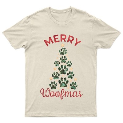 Merry Woofmas Weihnachten Haustiere Hund Pfotenabdruck Herren Damen Grafik T-Shirt