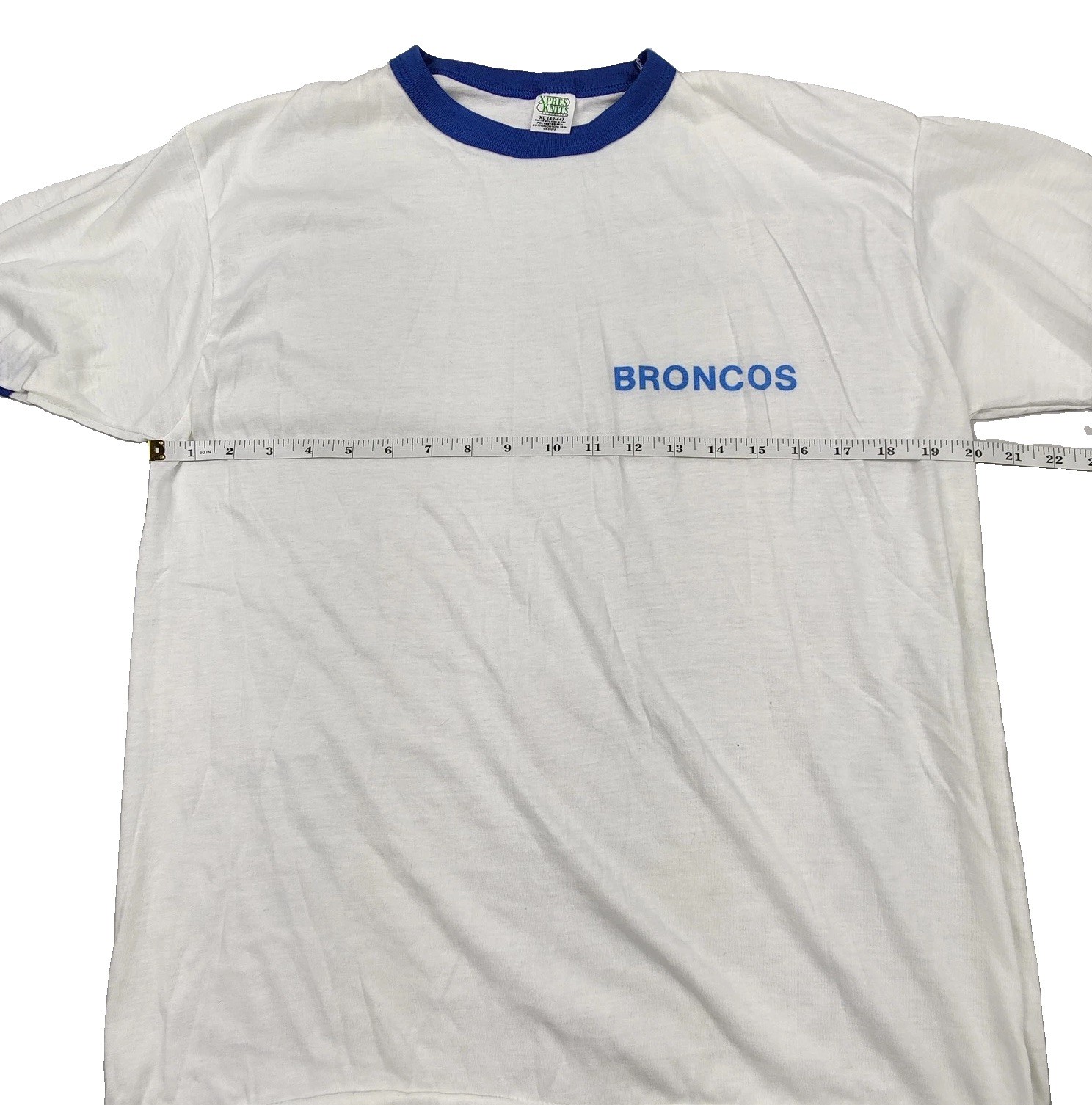 Vintage Xpres Knits Shirt Mens XL White Broncos Ringer Graphic Tee Made USA image 5