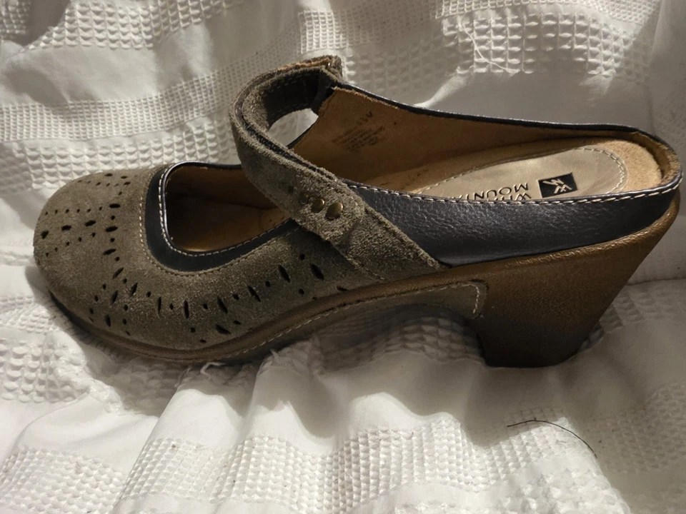 Белые горные туфли женские 91/2 М сабо с болиголовом зеленые кожаные с закрытым носком - Изображение 3 из 4