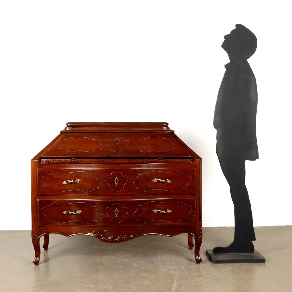 Антикварный 18-й цент. Барочный ореховый шкафчик с клапанами оригинальные итальянские коллекционеры - Изображение 2 из 4