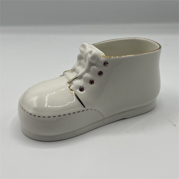 Lenox Baby Girl Shoe Ceramic White Glossy Finish, 4.5 in