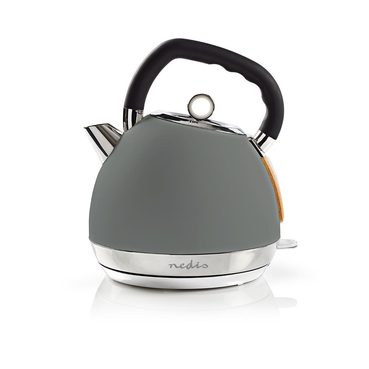 Bouilloire 1,8L Nedis 2200W en acier avec protection anti-ébullition à sec