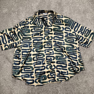 FashionNova Geometric Button Blouse Womens 3X Plus Chic Avant Garde Office Tunic