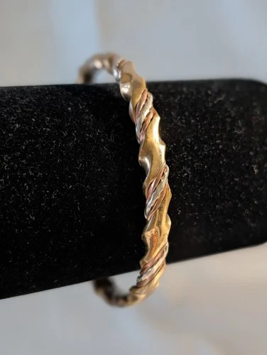 VTG Sergio Lub Copper Brass Bangle Magnetic Open Cuff German Silver Bracelet