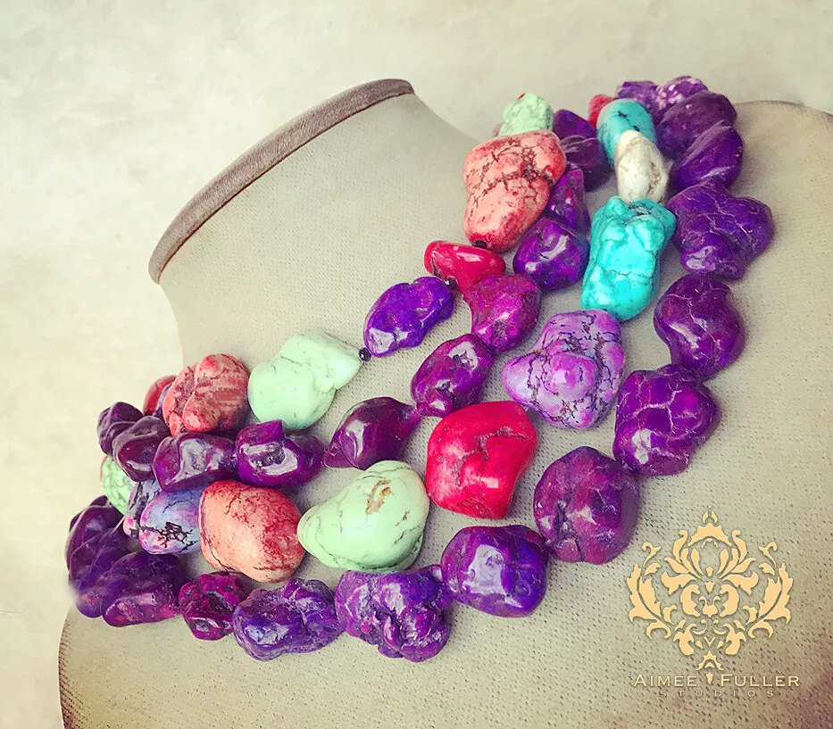 Recyclable Rainbow Colorful Polymer Clay Beads Bracelets Jewelry, Purple