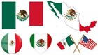 Set of 5 Mexico National Flag Themed Sticker Decal of Mexican Flag, Country M.