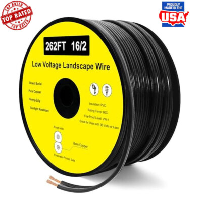 16/2 Low Voltage Landscape Wire 262FT/80M Outdoor Direct Burial Electrical Wire