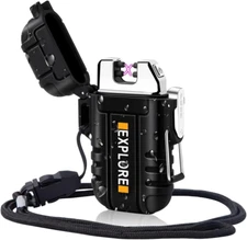 Waterproof Electric Lighter Windproof Dual Arc USB Rechargeable Flameless Plasma