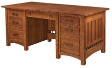Amish Mission Arts & Crafts Executive Computer Desk Solid Wood File Drawers 