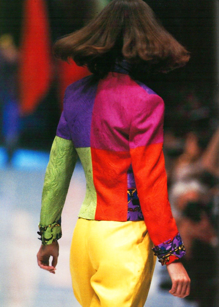 GIANNI VERSACE color block silk jacket size 42 from S/S 1990