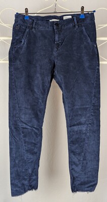 DAWN Jeans Samthose Slim Heaven Tapered Cropped Dunkelblau W 29