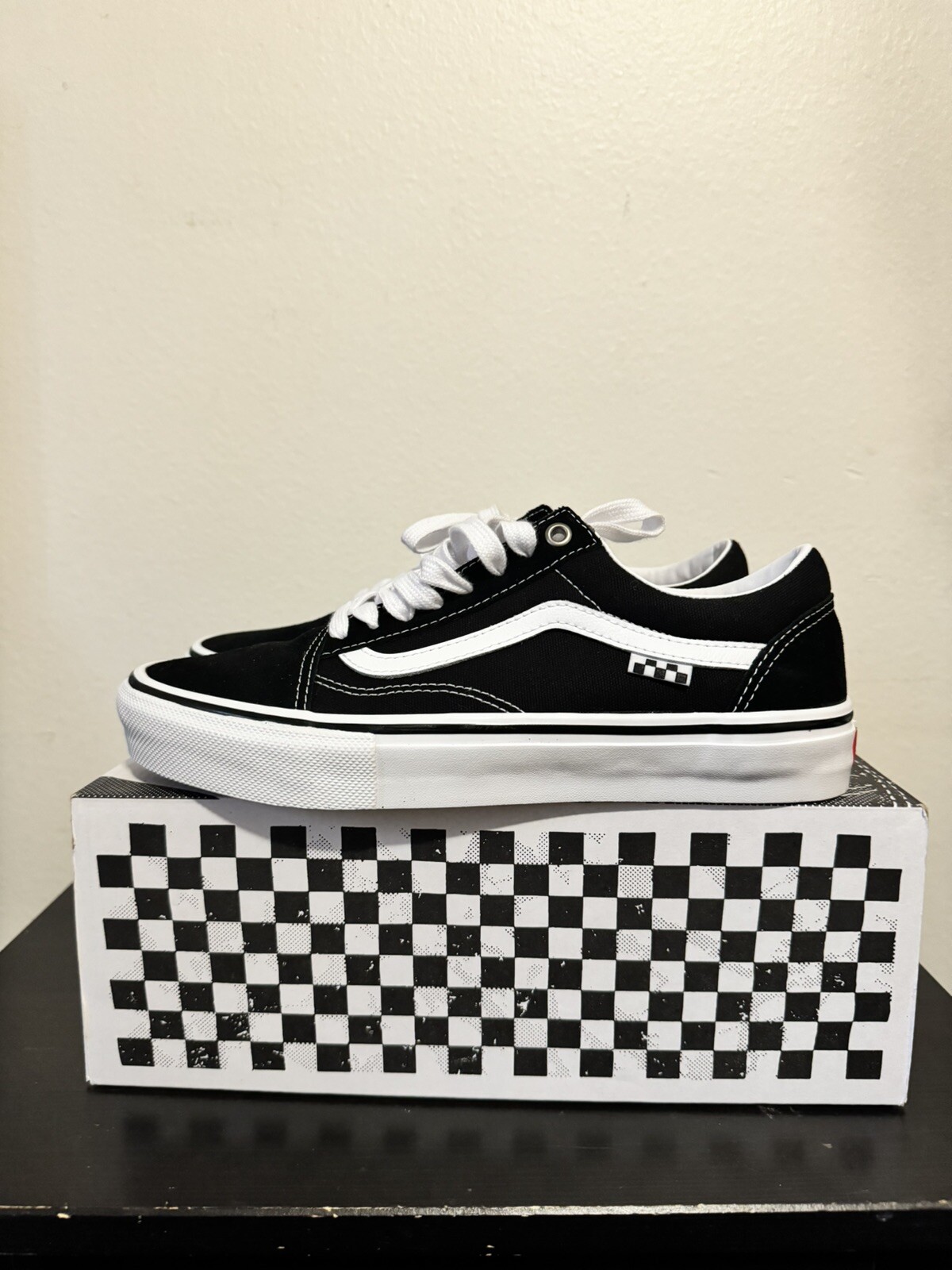 Vans Skate Old Skool Pro Black White PopCush Skate Shoes Men's Size 8.5