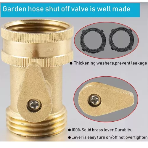 2 Packs 3/4" Garden Hose Shut Off Valve Water Pipe Faucet Connector Solid Brass - Picture 2 of 9