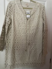 MICHAEL KORS NEW Women's Long sleeve Lace Mini Sheath Dress Scalloped size 14