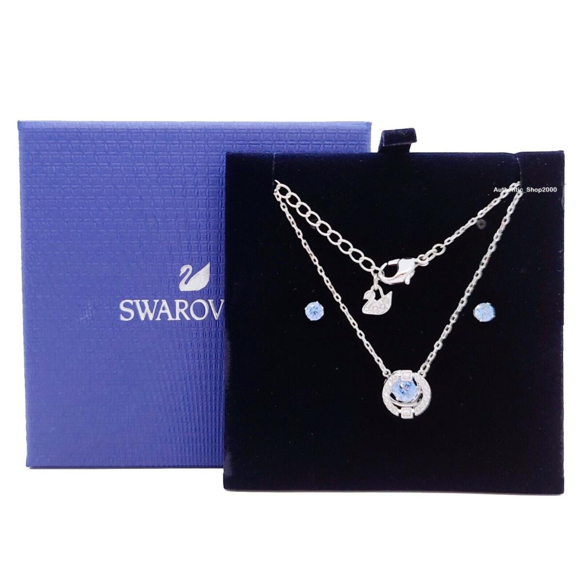 Swarovski Sparkling Dance Set Necklace/Earrings Round Cut, Blue