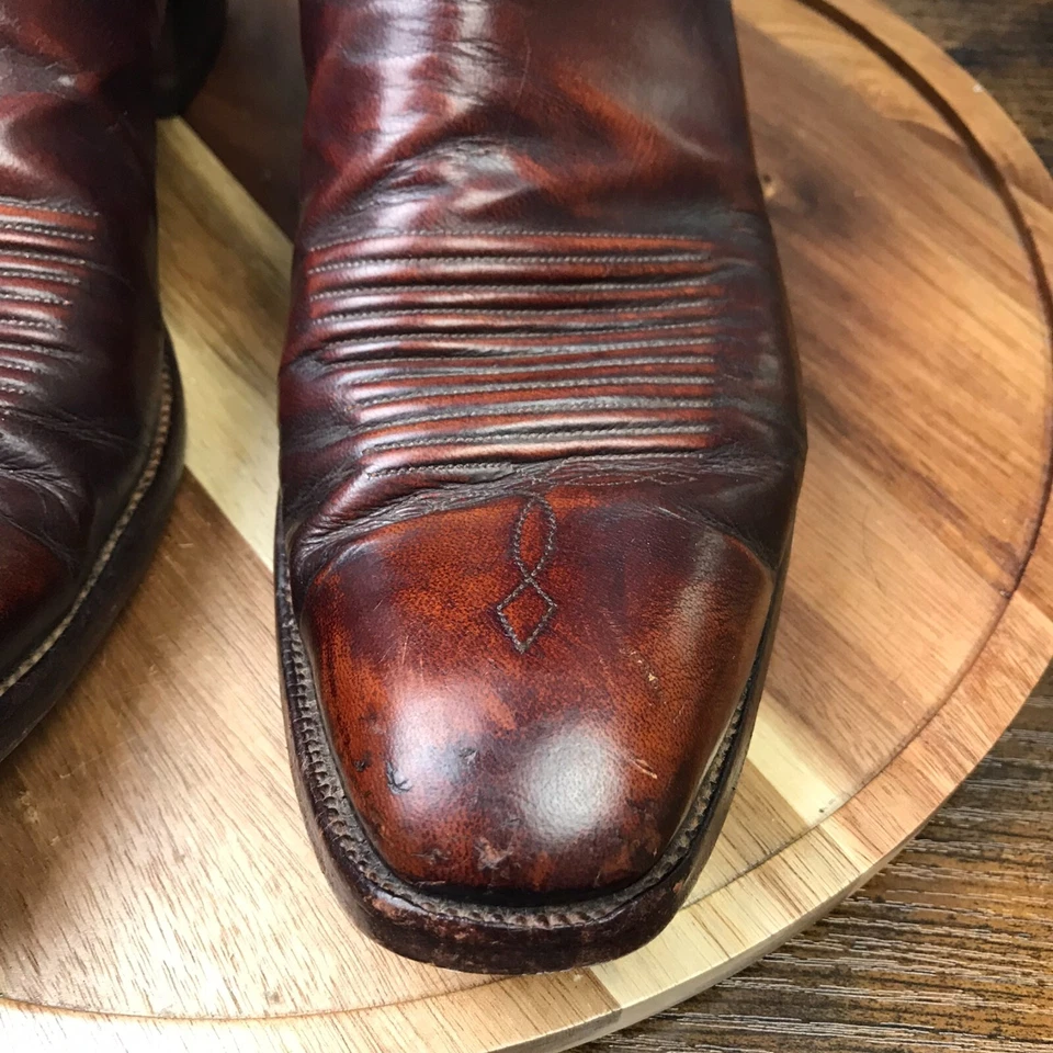 Luchesse Classics Seville Goatskin Boots Mens 11A Narrow Cherry Wood Cowboy - Image 4 of 4