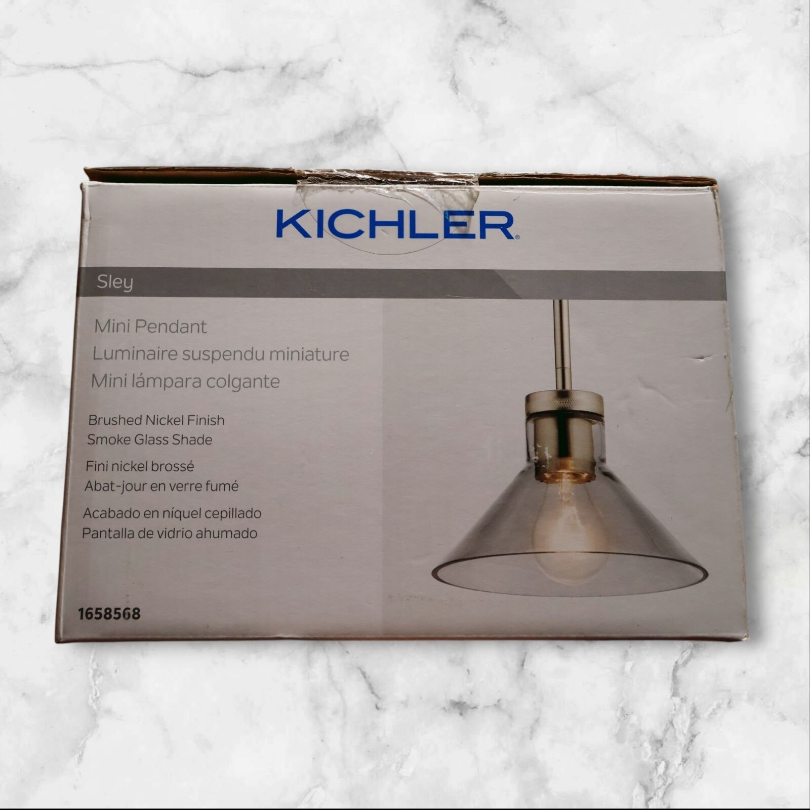 Kichler Sley Mini Pendant in Brushed Nickel with Smoke Tinted Glass Shade