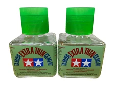 Lot of 2 Tamiya Extra Thin Cement 40 ml - Plastic Model Cement W/Brush #87038