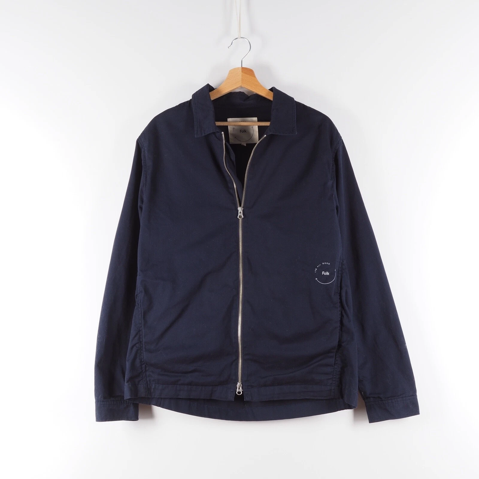 Giacca leggera FOLK da uomo blu cotone con cerniera Coach taglia 4 L large