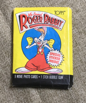 1988 Topps Who Framed Roger Rabbit Cards, 1 Sealed Wax PACK From Box, 9 ...