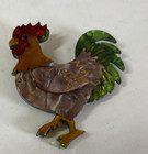 Farmhouse Chicken Rooster Brooch Pin Large Jacket Lapel Colorful Acrylic