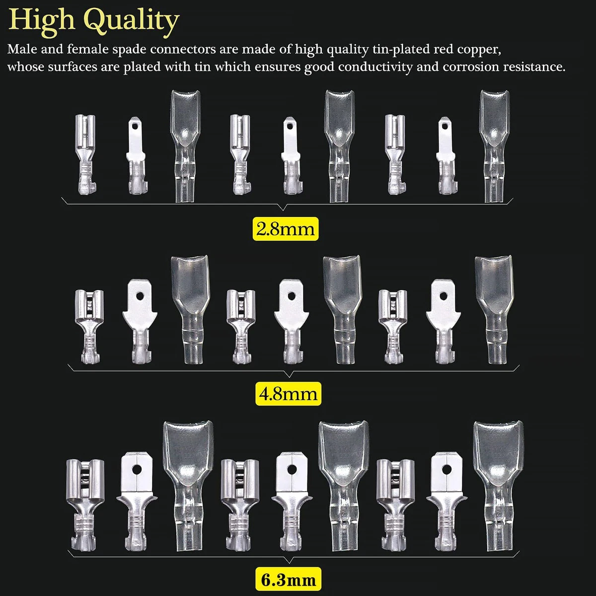 450-Piece Electrical Terminal Kit - Spade Connectors, Male & Female, 14-22 AWG, Crimp Wire Terminals Assortment