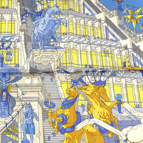 Hermes Scarf LEGENDE DU CHEVAL A PLUMES Carre Foulard Silk UGO GATTONI 90cm - Picture 2 of 8