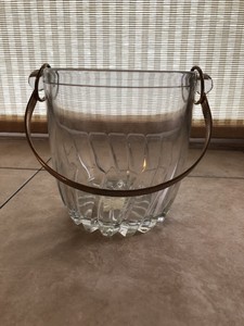 vintage glass ice bucket with handle