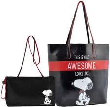 Peanuts Snoopy Carré Sac Et Petit Sac Bandoulière Noir