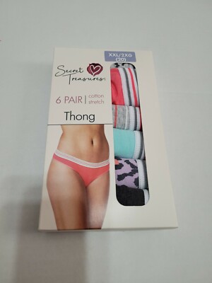 Secret Treasures String Thong 6 Pairs Cotton Stretch Size XXL 20 New Unopened 