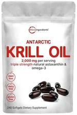 Micro Ingredients Antarctic Krill Oil Supplement 2000mg Per Serving 240 Softg...