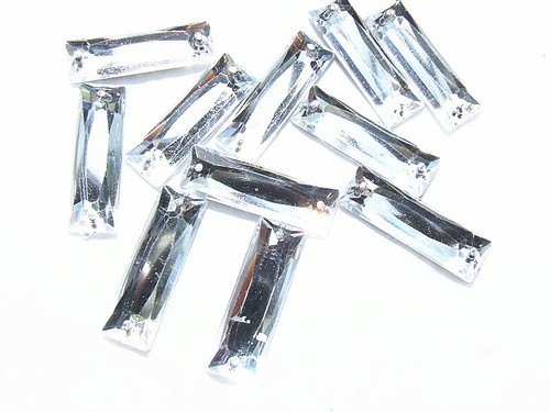 Acrylic Rhinestone Gems 4x15 mm Oblong Cube Flat Back Sew On All Colours Joblot - Picture 13 of 44