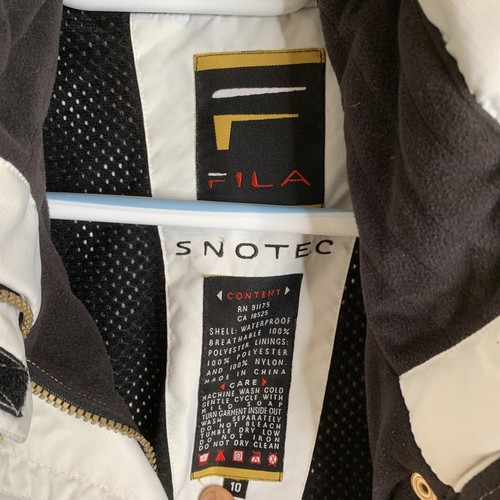 Snotec Fila women's size 10 coat waterproof poly shell hooded White zip & snap - Picture 3 of 11