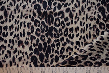 LEOPARD PRINT ON TAN 2 WAY STRETCH POLYESTER BLEND FABRIC BY THE YARD