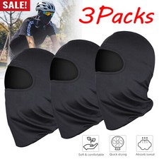 3Pcs Men"s Balaclava Full Face Mask Neck Warmer Motorcycle Cycling Ski Black