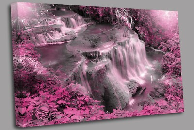 Lila Wasserfall Leinwand Wandbild fertig zum Aufhängen